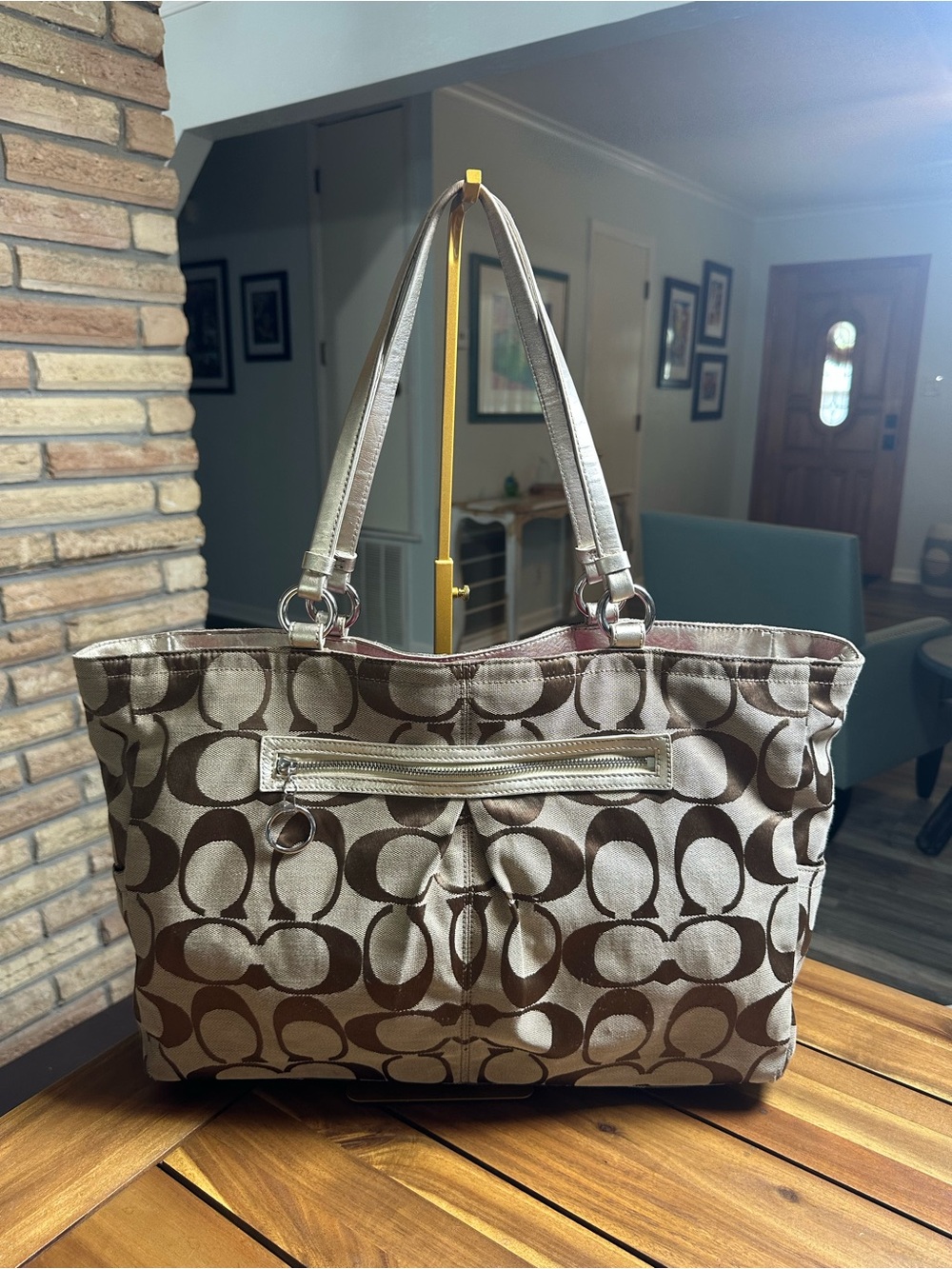 Coach Large Brown & Beige Signature Canvas Tote